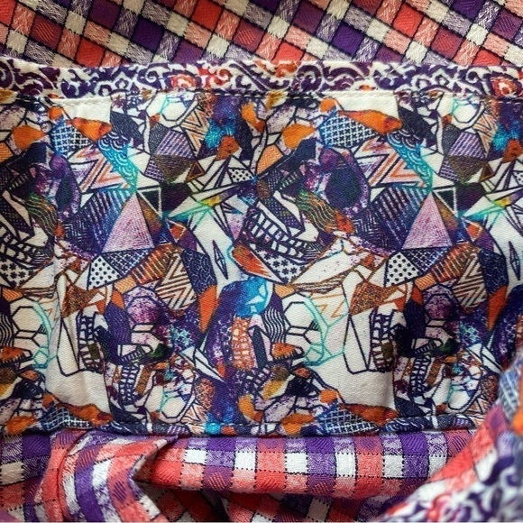 ROBERT GRAHAM Purple Pink Checkered Cotton Mens XL Long Sleeve Shirt w/Contrast - Picture 5 of 11